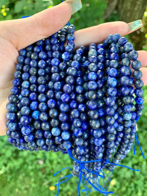 Lapis Lazuli Gemstone Beads, 6mm, Faceted